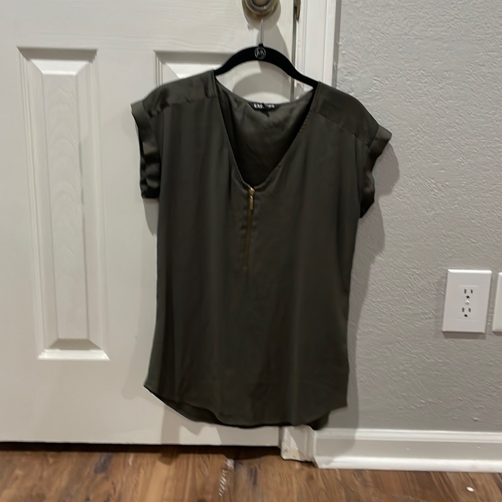 EXPRESS olive green satin top size S